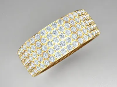 Light Gold Diamond Men Ring 2MR077 3D model