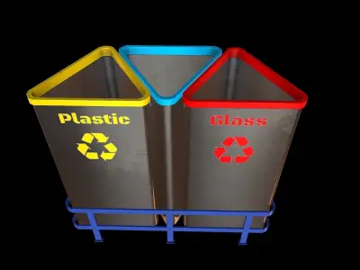 Recycle Bins PBR model3 Low-poly 3D model