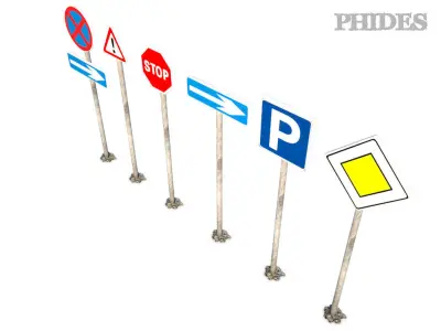 Street signs 1 Low-poly 3D model