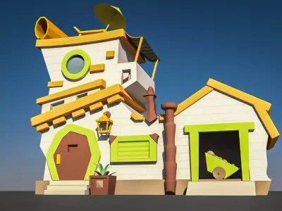cartoon hous Low-poly 3D model