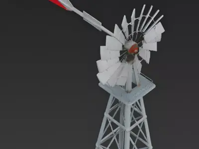 Vintage American Farm Water-Pumping Windmill 3D Model Low-poly 3D model
