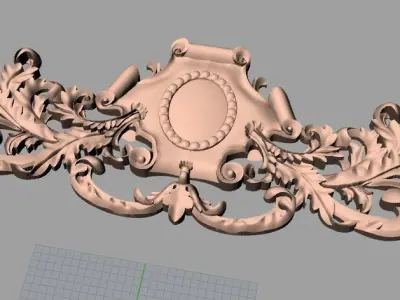 European style flower 3D relief STL Model for cnc engraving E082 3D model