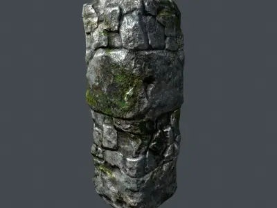 Mossy Stone Pillar Low-poly 3D model