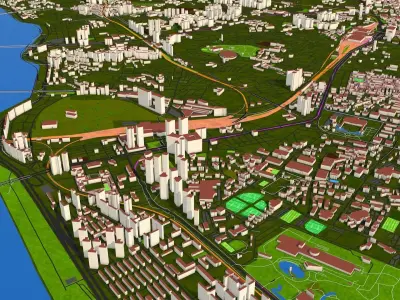 Seoul City South Korea Nov 2020 GIS model Low-poly 3D model