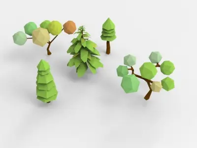 low-poly tree bundle  Low-poly 3D model