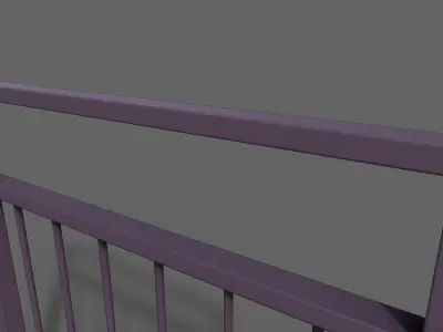 PBR Pedestrian Guard Rail Purple V4 Low-poly 3D model