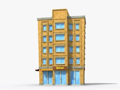 Cartoon Building x33 Low-poly 3D model