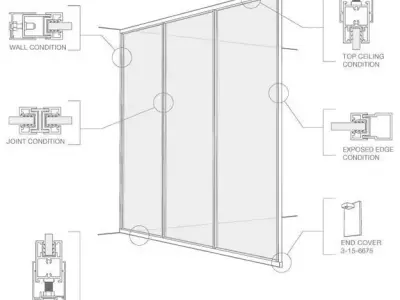 Window cross section of aluminum frame 3D model