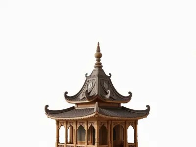 Traditional Pagoda Model Pack for Architectural Visualization Low-poly 3D model