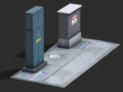 Street Fuse Boxes - Lowpoly Mobile Ready Low-poly 3D model