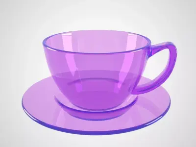 Coffee Cup Clear Glass Light Purpal Color 3D model
