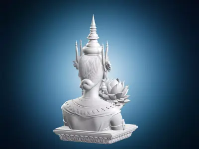 Thai Woman Holding Lotus Flower Bust 3D print model