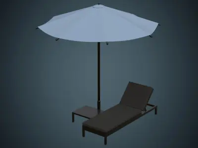 Sun Lounger 2A Low-poly 3D model