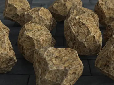 Stone 12 pieces 3 color Low-poly 3D model