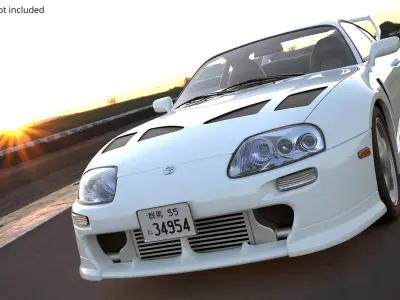  Toyota Supra 3000GT TRD Vented Hood Edition White Rigged for Cinema 4D 
