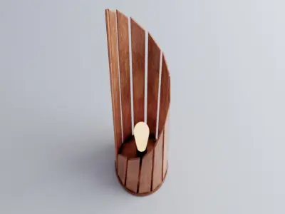 Wooden Spiral Lamp model 2 - Abajour Low-poly 3D model