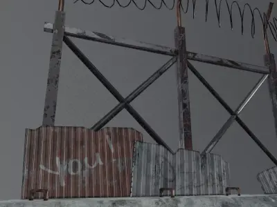 Apocalyptic Fence Wall - Vol 02 Low-poly 3D model