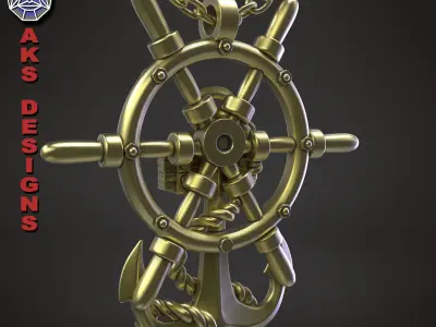 Pendant biker jewelry Anchor v1  3D print model