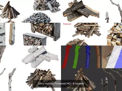 Ultra realistic Firewood HQ 3D Model Pack