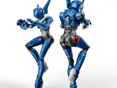 Priss in Hardsuit 2 Poses and  Bike 32mm Scale 3D print model