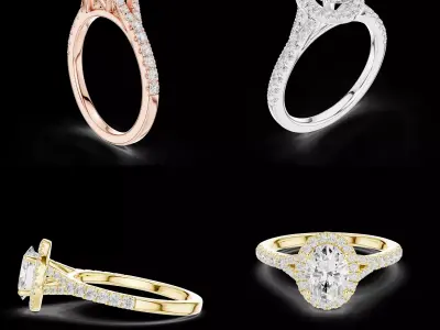 Oval Cut Halo Diamond Engagement Ring CAD 3D print model