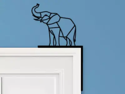 Elephant Door Corner Decor 3D print model get