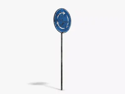 Damaged Roundabout Sign Low-poly 3D model