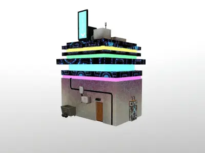 Cyberpunk City - Building 22 - Bar Club Low-poly 3D model