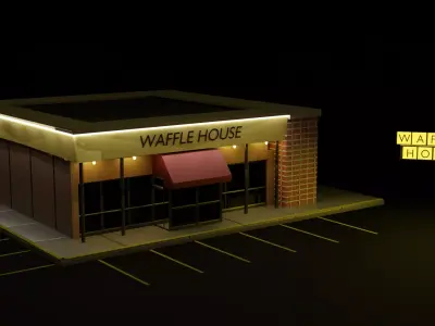 Low poly Waffle House Free 3D model