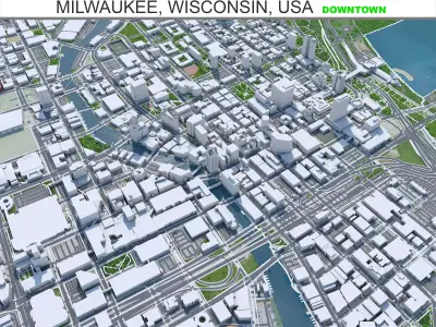 Milwaukee Downtown Wisconsin USA Low-poly 3D model