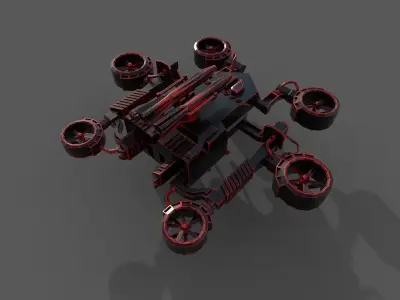 Gyrocopter armored vehicle with lights Low-poly 3D model