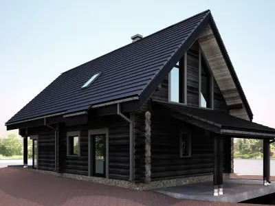 Wood house model 3d dom55 3D model 3D model