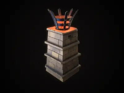 Stylized torch column Low-poly 3D model
