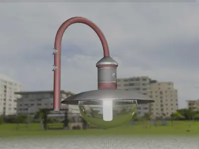  Street Light -7- Red Version - For Walls Low-poly 3D model