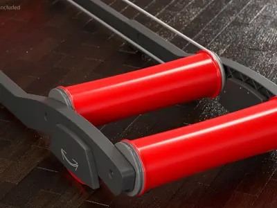  Cyclist on Road Bike with Roller Trainer Rigged 