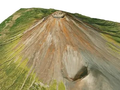 Mount Fuji 3D terrain model Low-poly 3D model