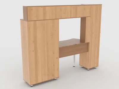 computer desk wall 4 Low-poly 3D model