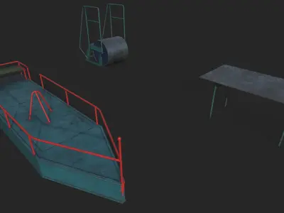 Old Playground Props Set Low-poly 3D model
