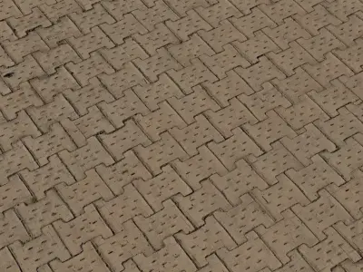 Interlocking Zigzag Concrete Pavers PBR Texture Texture