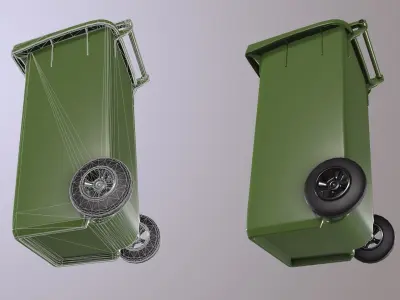 New Green Recycle bin Low-poly 3D model