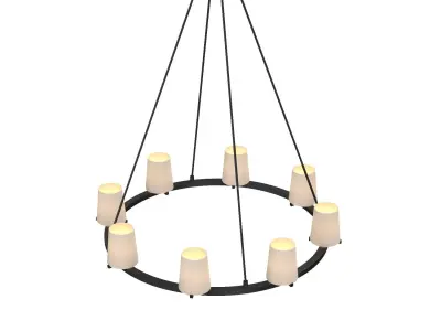Pauillac Fabric Shade Round Chandelier 36in 3D model