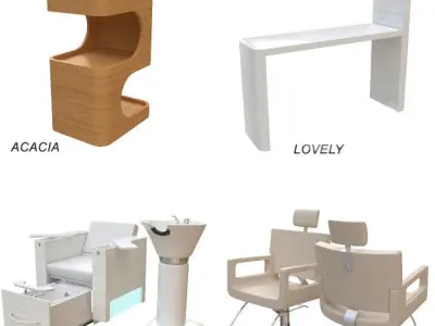 Spa set kitchen with shelves and sink 3D model