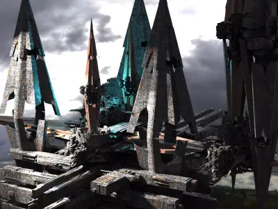 Sci fi City Elite Turret Towers 3D model