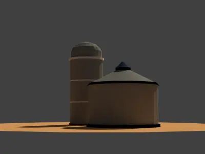 Low Poly Farm Silos Low-poly 3D model