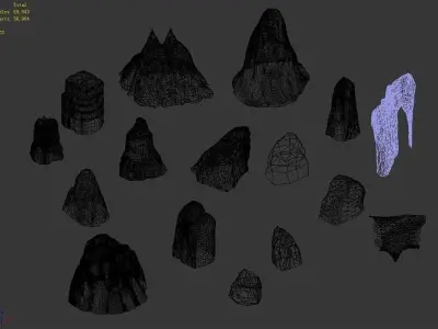 Game Various types - rock 021 3D model