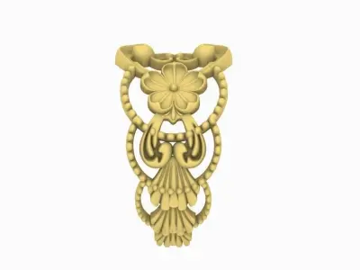 Floral Light Weight Gold Ring Design  3D print model