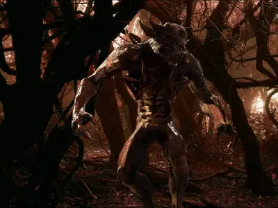 Predator humanoid creature Low-poly 3D model