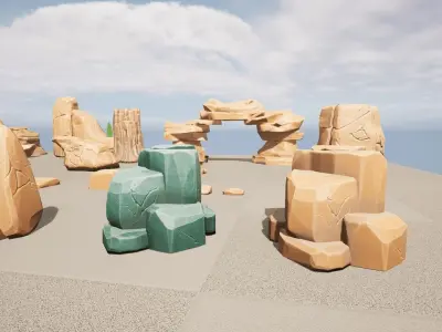 Stylized Rocks Low-poly 3D model purchase
