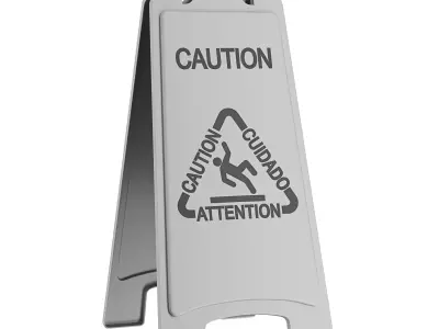 Multilingual Caution Sign 3D model