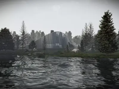 Parametric Organic Pavilion House Exterior Architectural Scene Low-poly 3D model